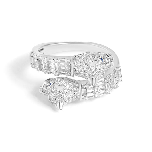 Silver Panther Diamond Ring