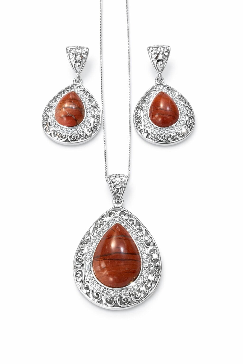 Elegant Glow Silver Pendant Set