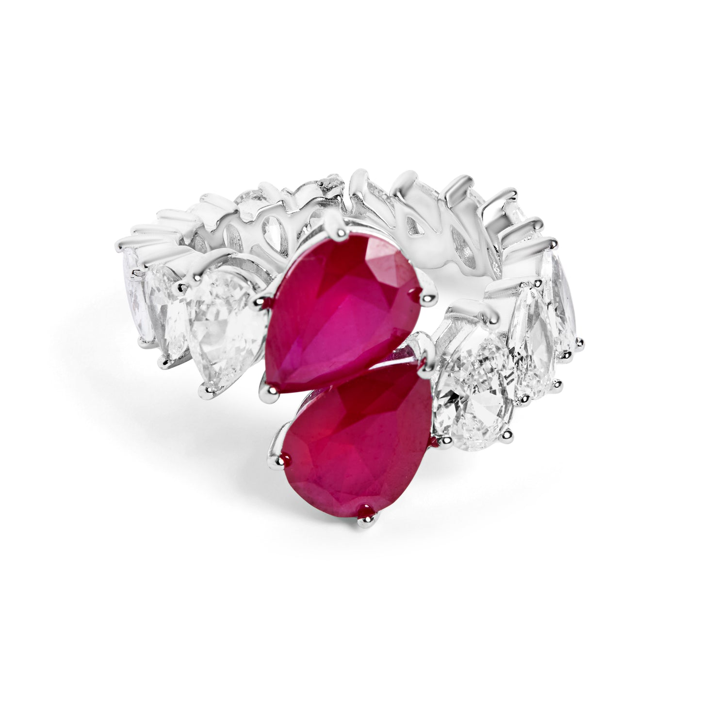 Silver Pear Cocktail Ring