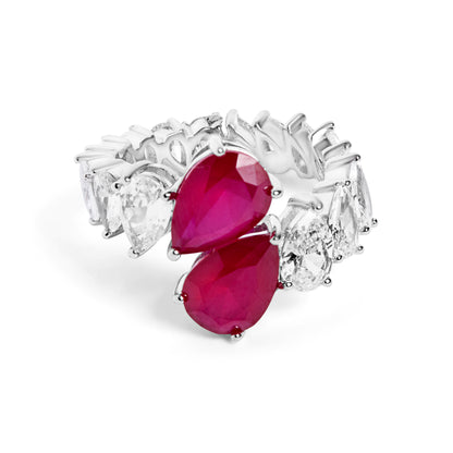 Silver Pear Cocktail Ring