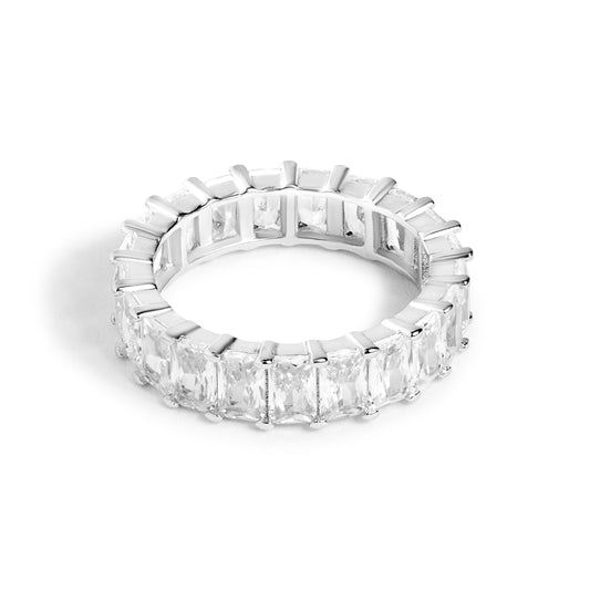 Silver Radiant Diamond Full Eternity Ring