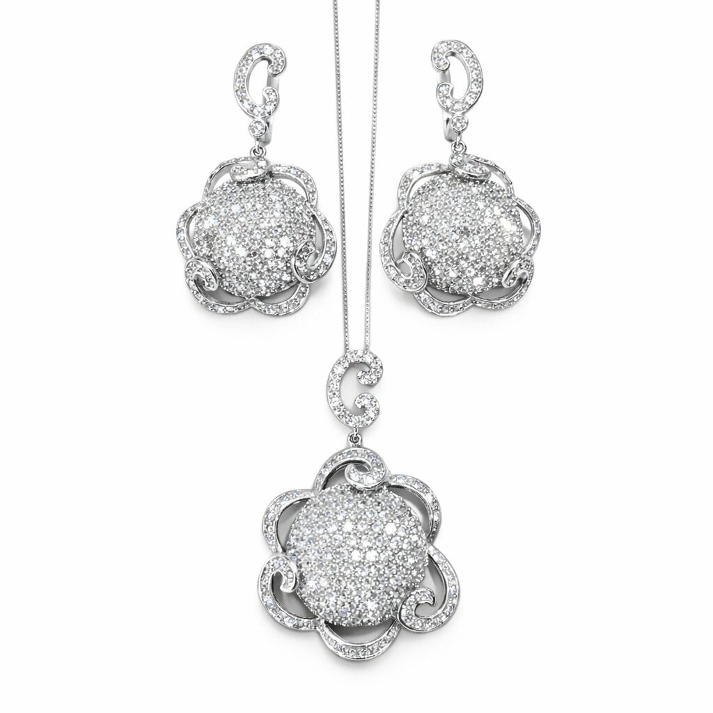 Luxury Shine Silver Pendant Set