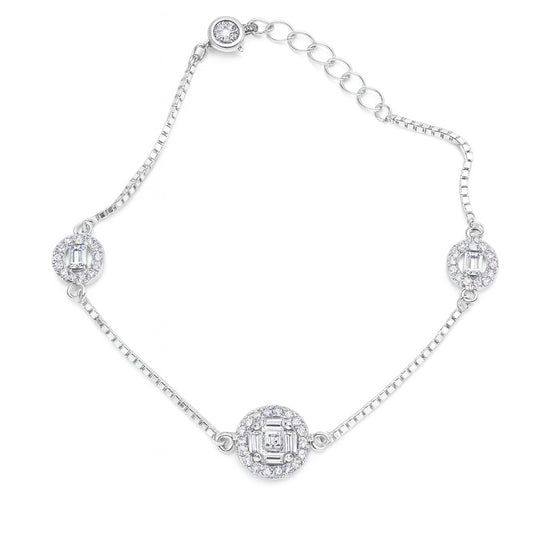 Minimal Diamond Adjustable Silver Bracelet