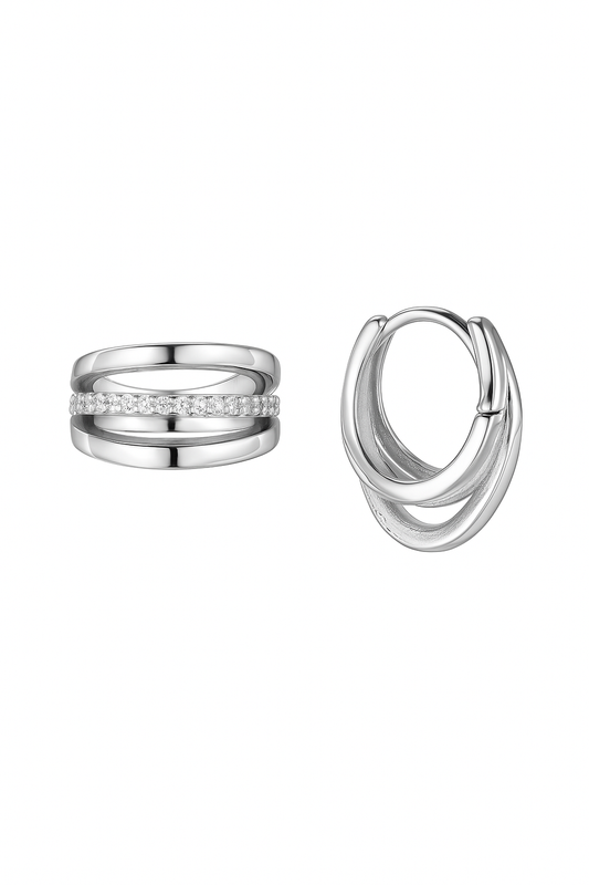 PURE LOOP DIAMOND SILVER EARRINGS