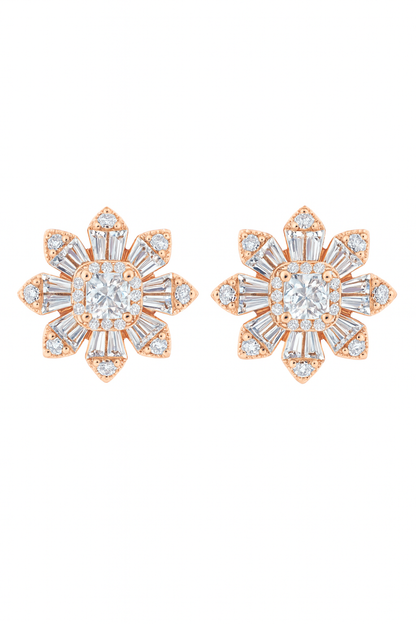 Chic Diamond Rosegold Studs Silver Earrings