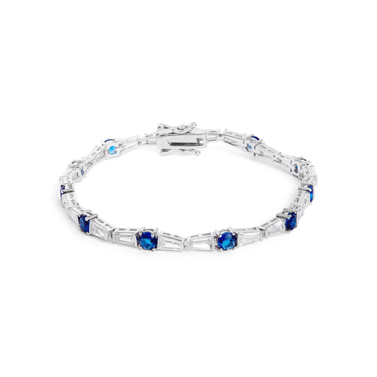 Elegant-Sapphire-And-Diamond-Silver-Tennis-Bracelet