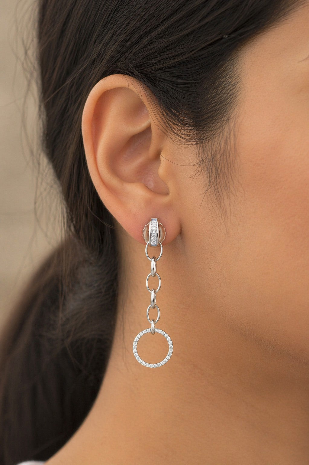 Chic Hoops Diamond Silver Earrings