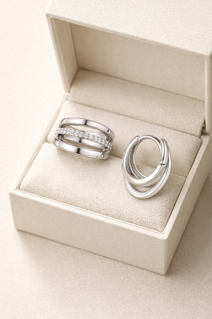 Pure Loop Diamond Silver Earrings