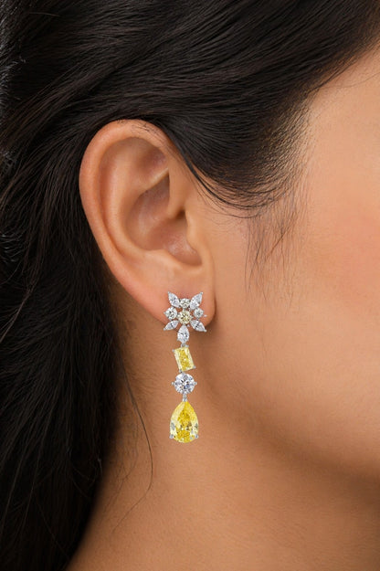Empress Yellow Silver Earrings