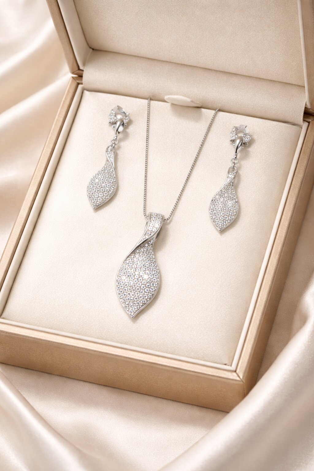 Sparkling Silver Pendant Set