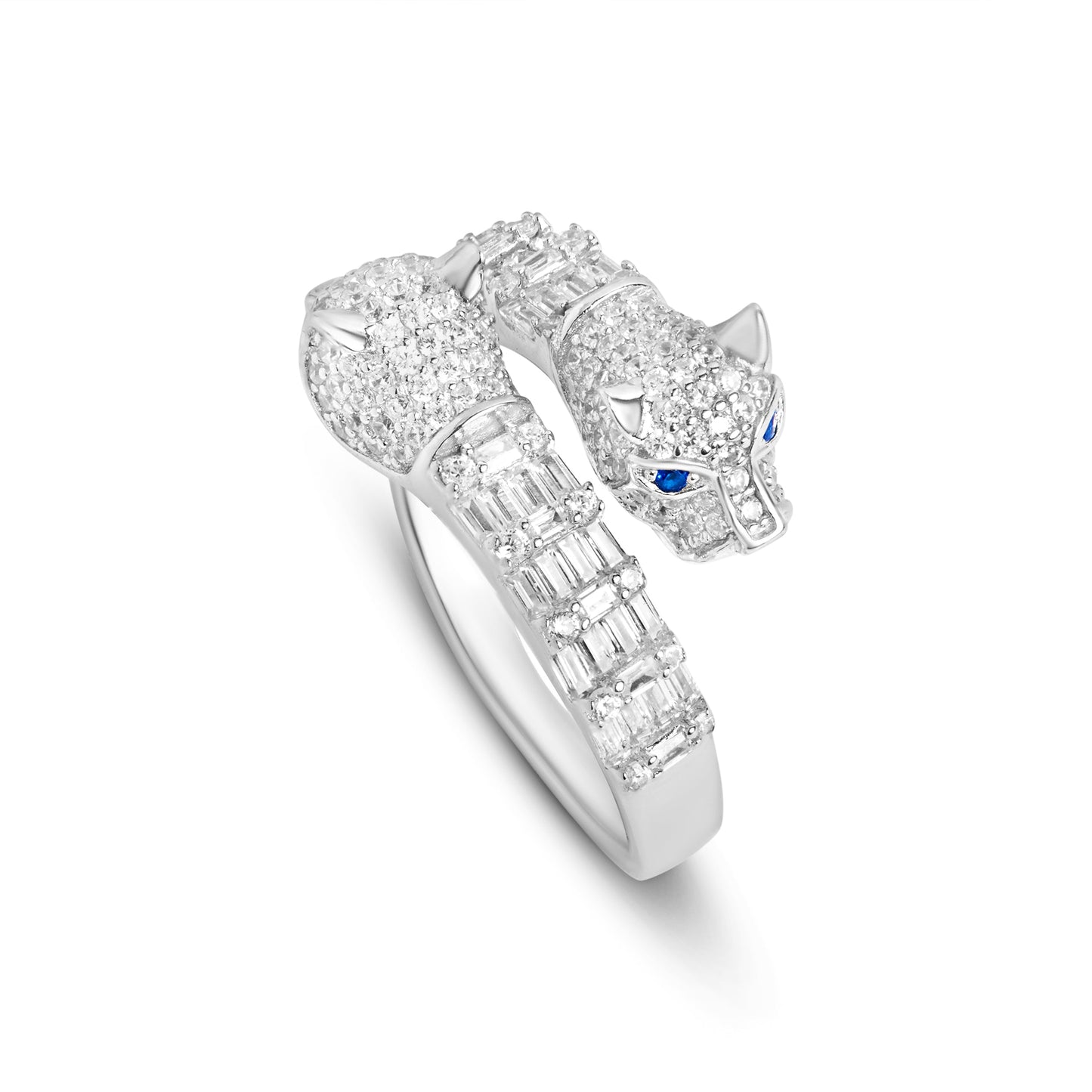 Silver Panther Diamond Ring