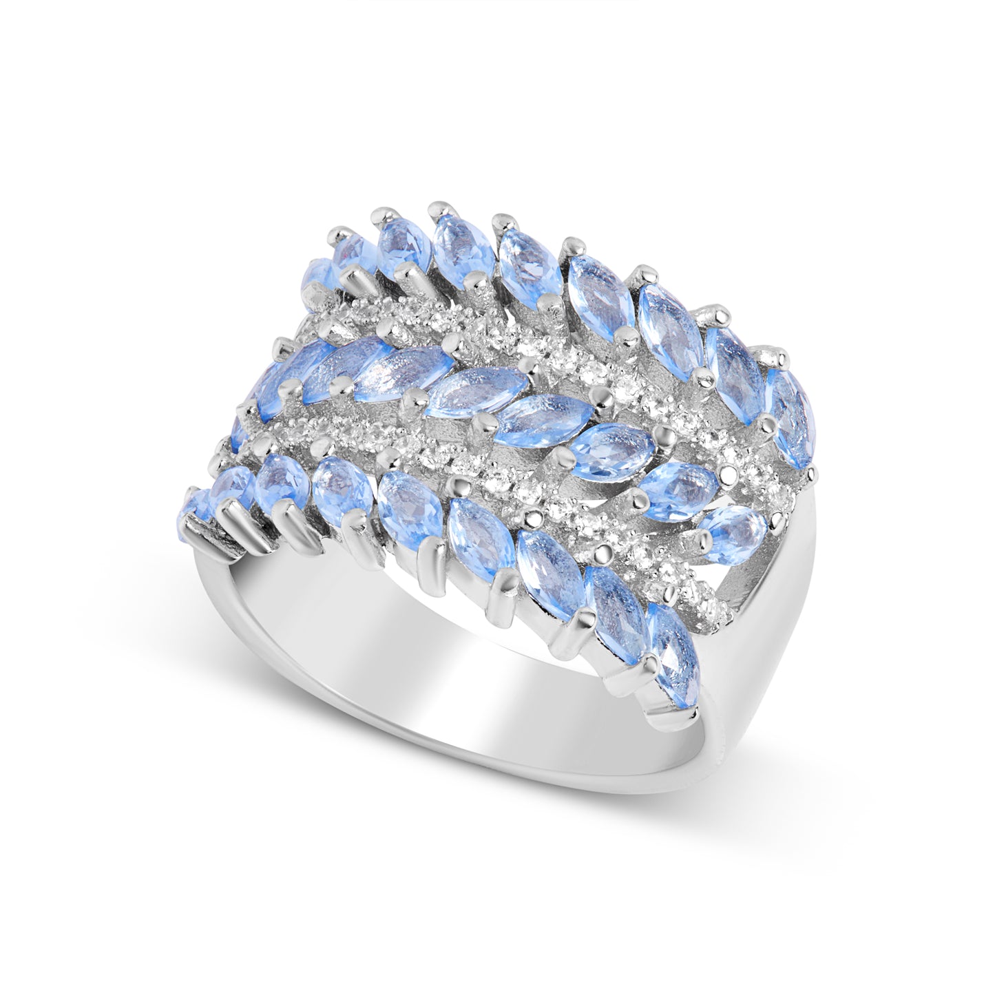 Frosted Elegant Cocktail Silver Ring