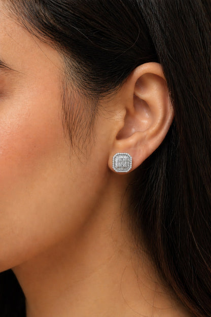 Self Love Diamond Studs Silver Earrings