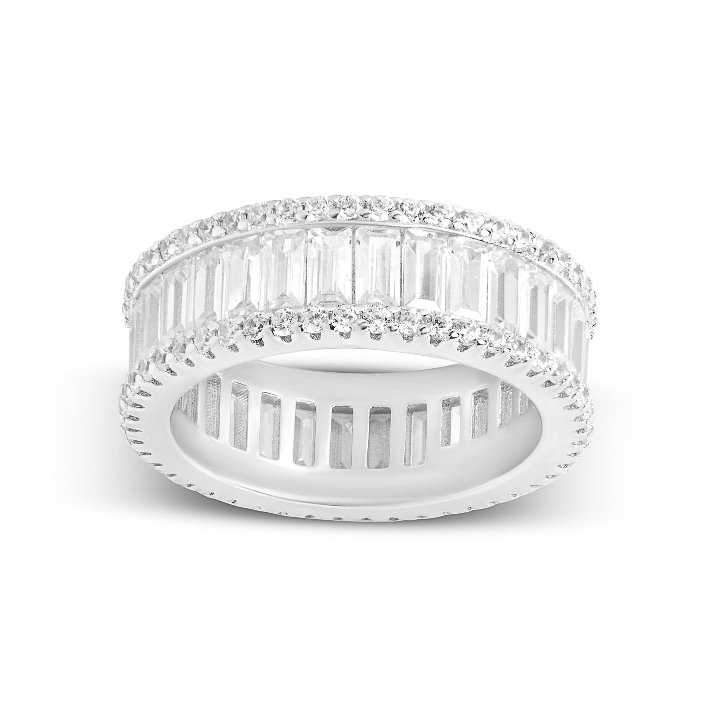 Timeless Baguette Eternity Band Silver Ring