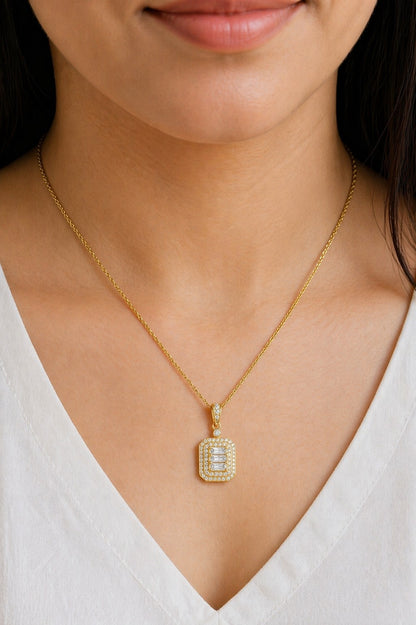 Mystic Diamond Gold Silver Pendant
