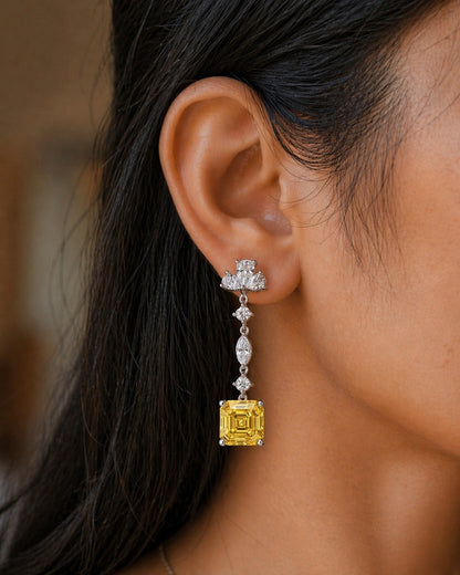 Grace Yellow Silver Earrings