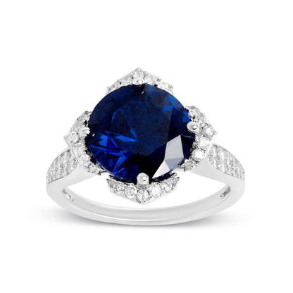 Vintage Sapphire And Diamond Silver Ring