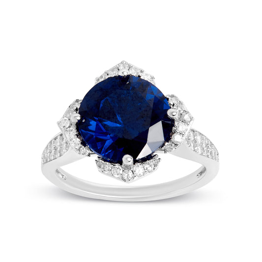 Vintage Sapphire And Diamond Silver Ring