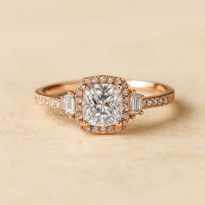 Classic Cushion Rosegold Silver Ring