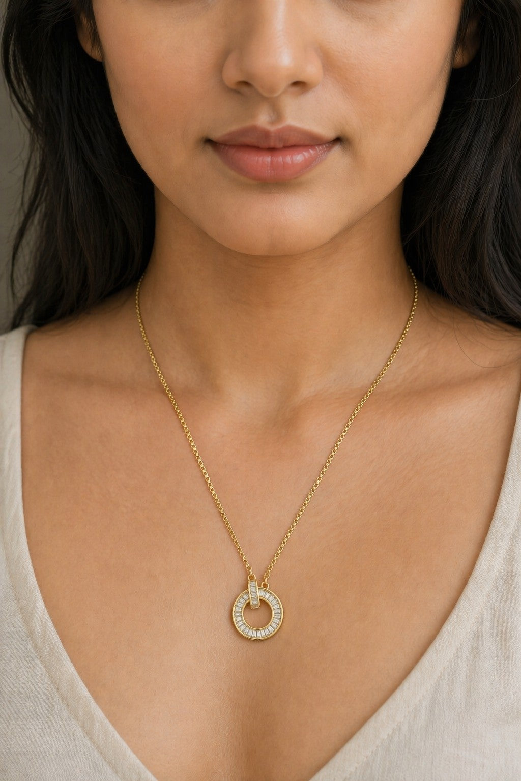 Halo Diamond Gold Silver Pendant
