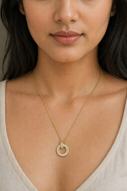 Halo Diamond Gold Silver Pendant
