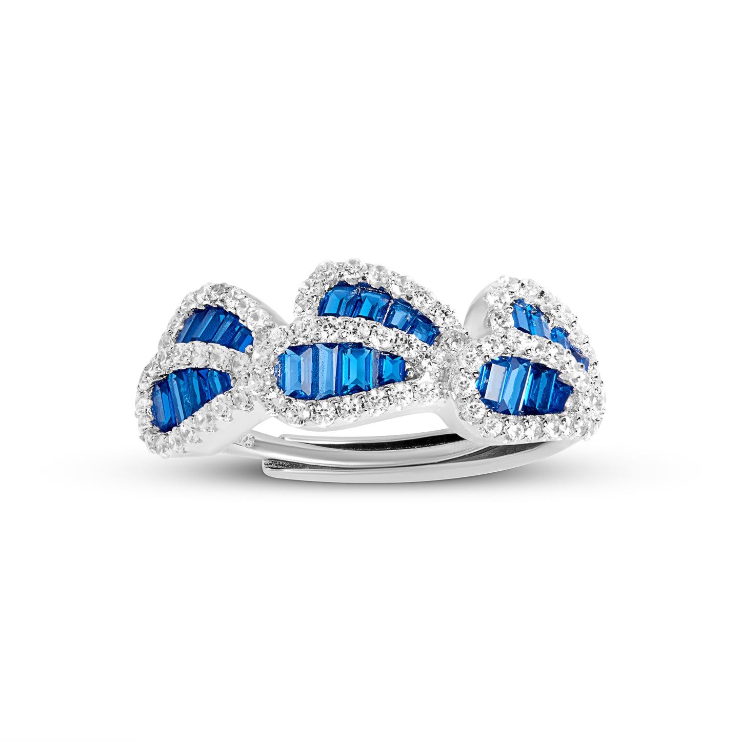Stylish Diamond Leaf Silver Ring