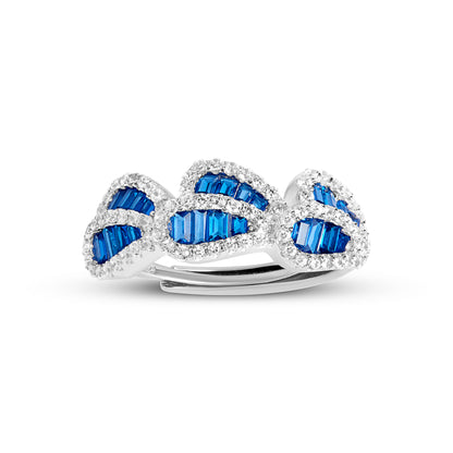 Stylish Diamond Leaf Silver Ring