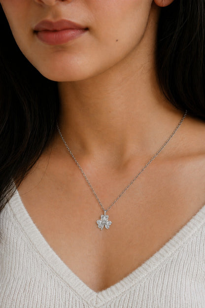 Minimal Baguette Diamond Silver Pendant