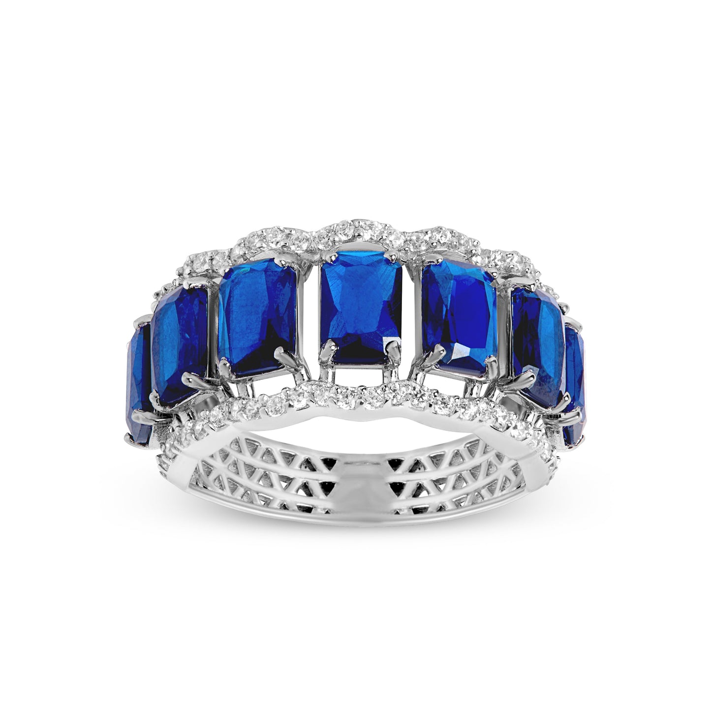 Sapphire Eternity Silver Diamond Ring