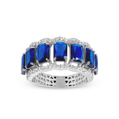 Sapphire Eternity Silver Diamond Ring