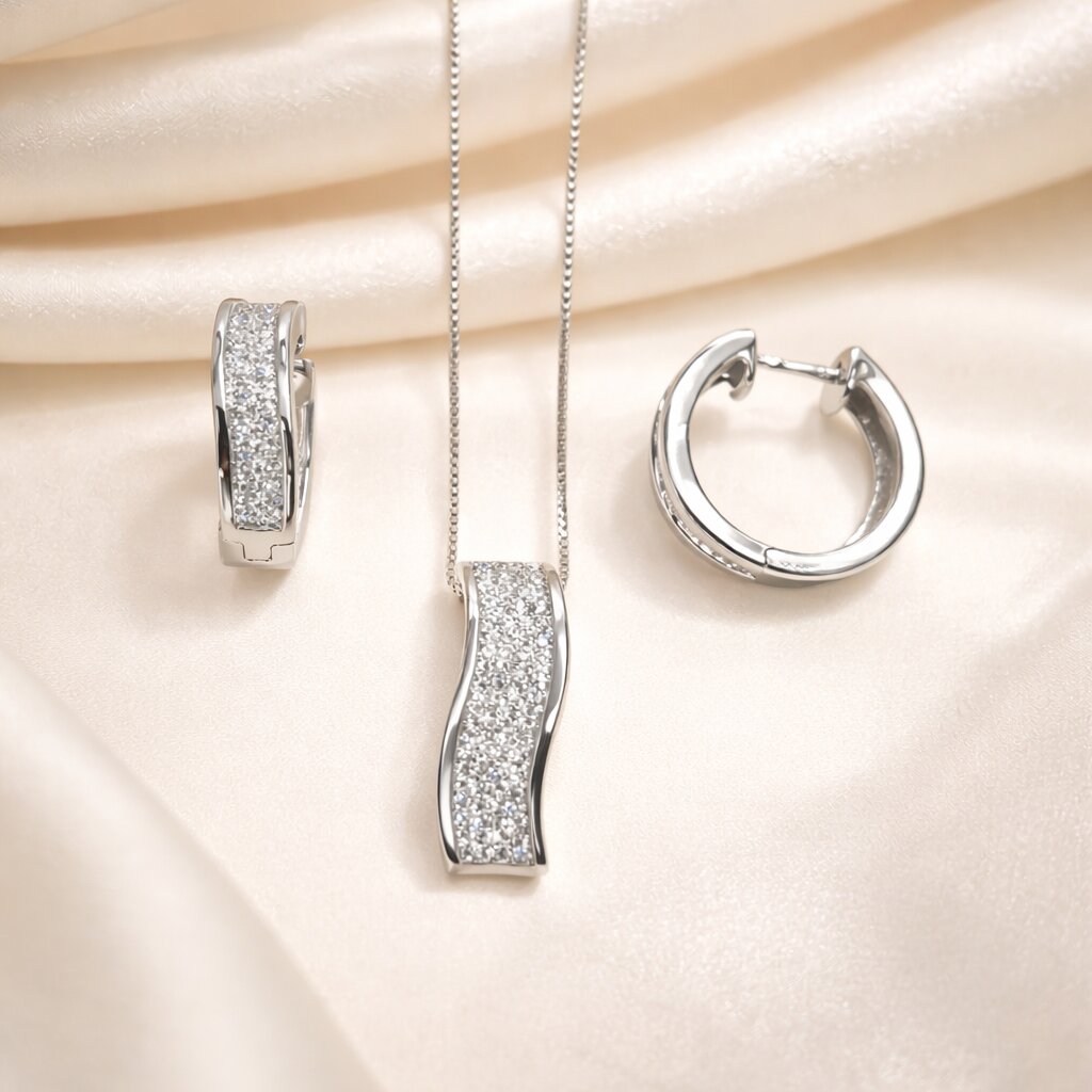 Dazzling Silver Pendant Set