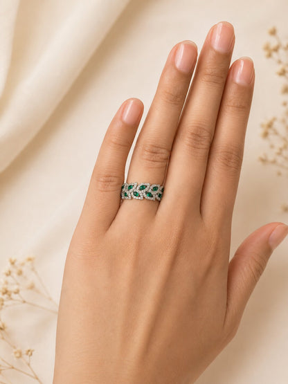 Emerald Ivy Silver Ring