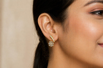 Star Gold Studs Silver Earrings
