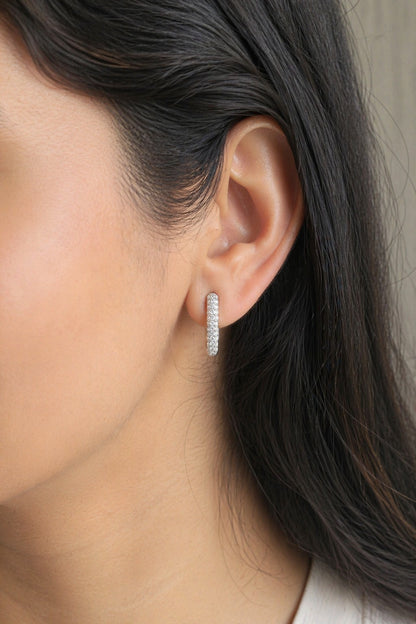 Luna Hoops Diamond Silver Earrings