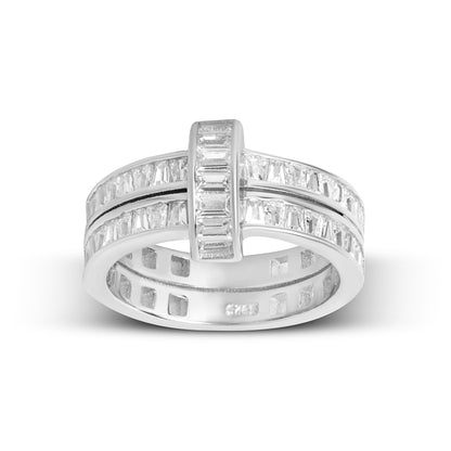 Minimial Diamond Silver Ring