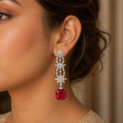 Ruby Drift Silver Earrings
