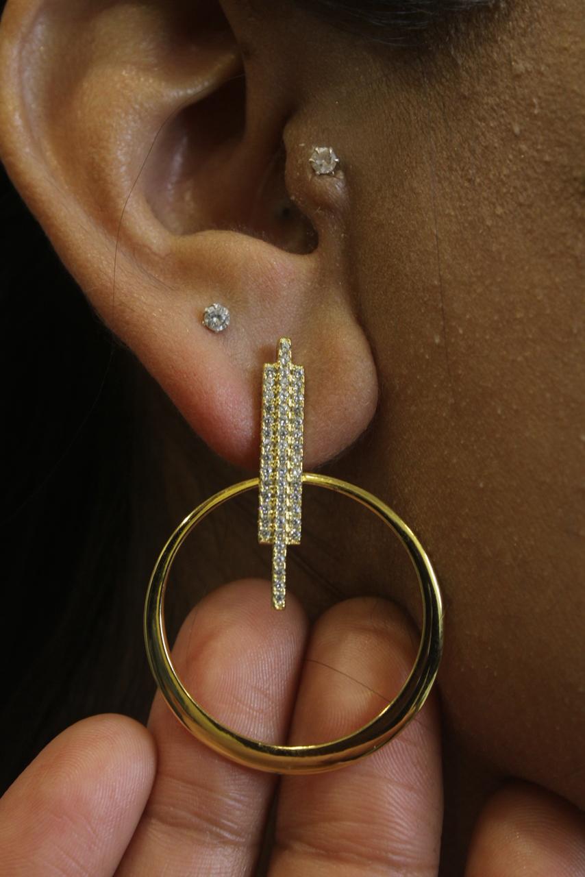 Luxe Gold Hoops Diamond Silver Earrings