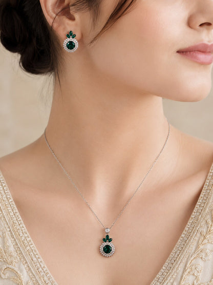 Emerald Aura Silver Set