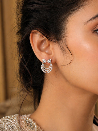 Heart Glow Rosegold Studs Silver Earrings