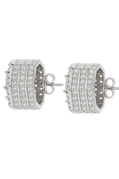 Luxe Ruby And Diamond Studs Silver Earrings