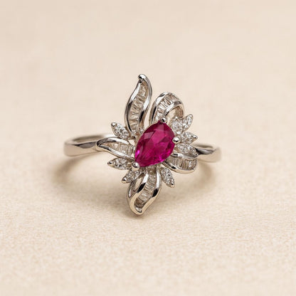 Daisy Ruby Silver Ring