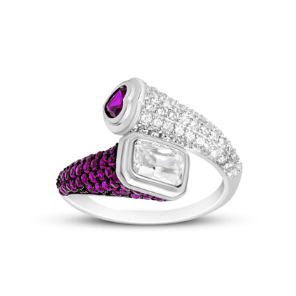 Twirl Ruby And Diamond Silver Ring
