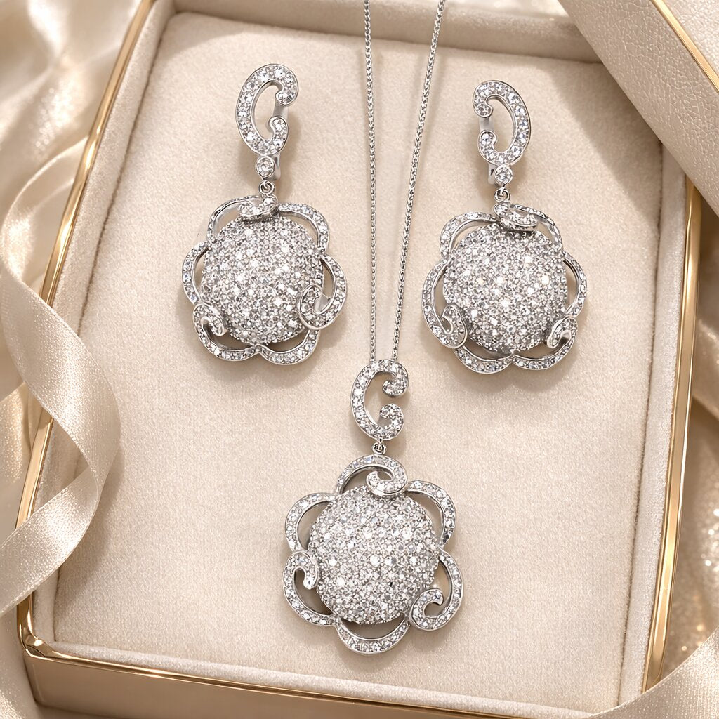 Luxury Shine Silver Pendant Set