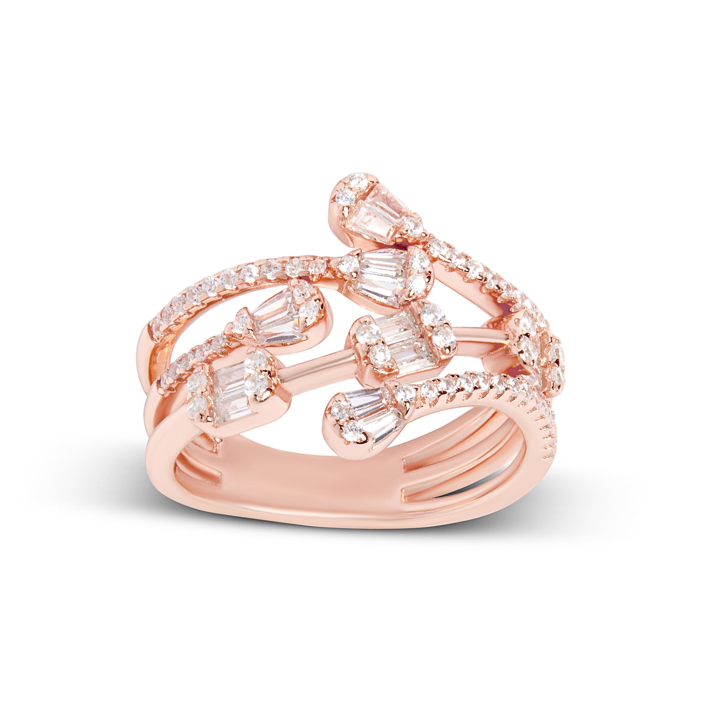 Trendy Rose Gold Silver Diamond Ring