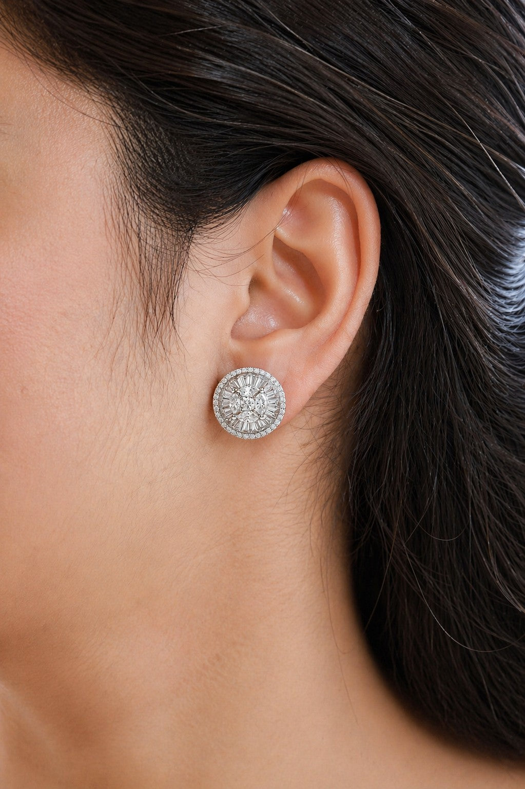 Luxe Radiance Studs Silver Earrings