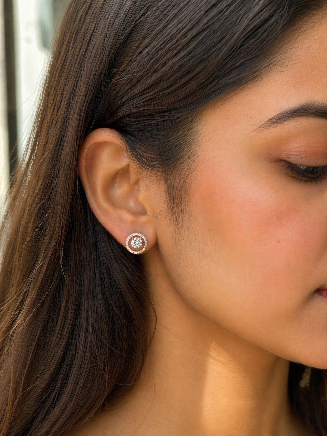 Blush Aura Rosegold Studs Silver Earrings