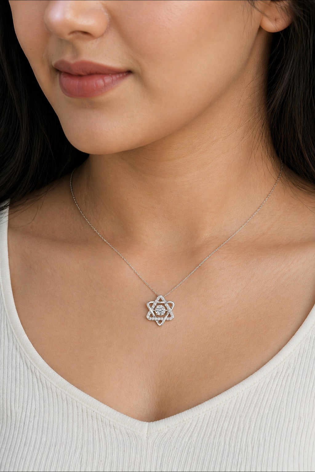 Starry Diamonds Silver Pendant