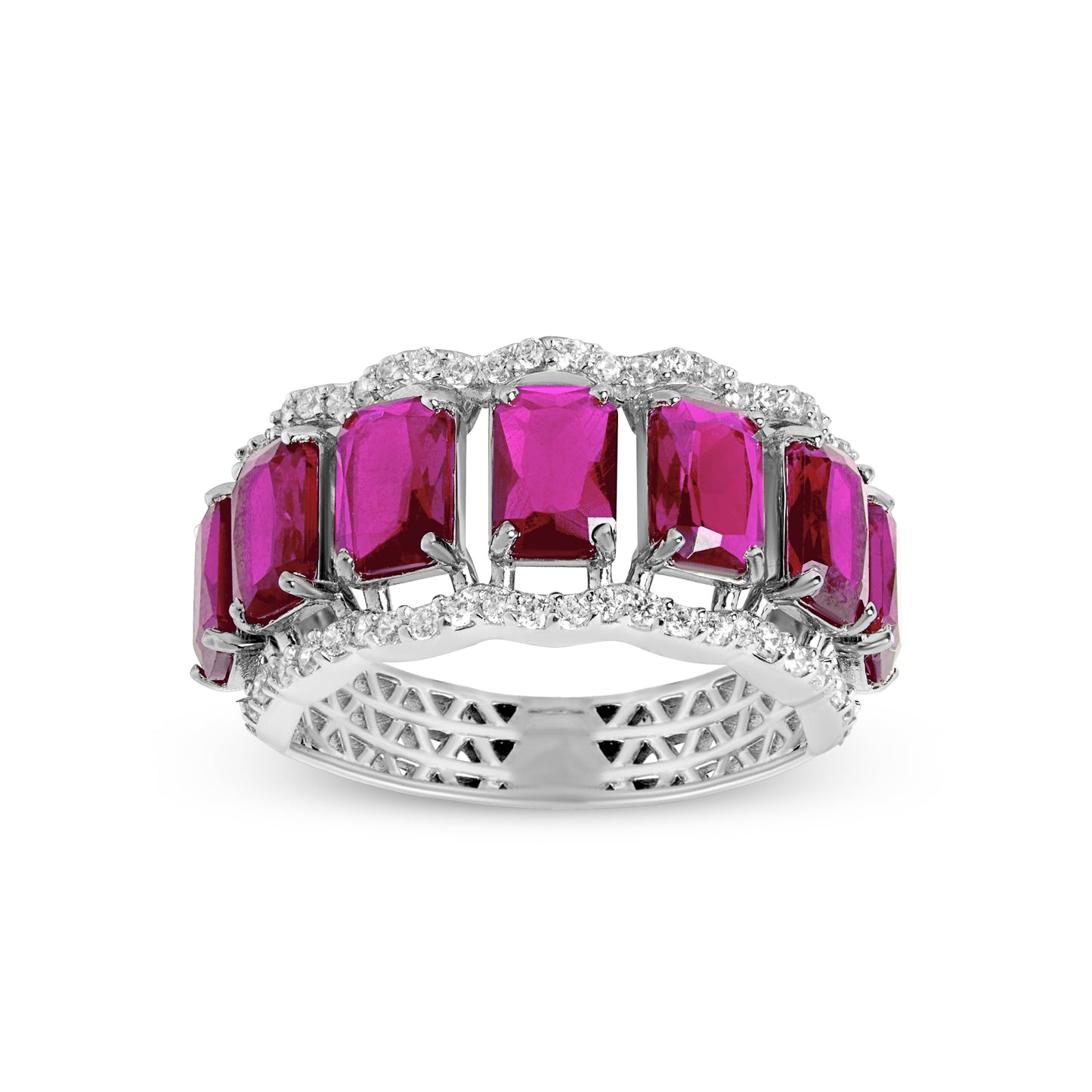 Ruby Eternity Silver Diamond Ring