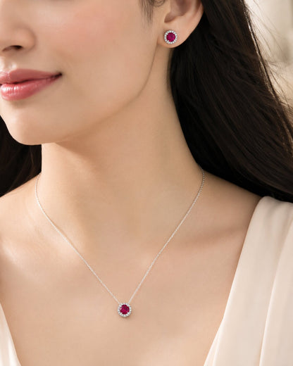 Rounded Ruby Silver Set