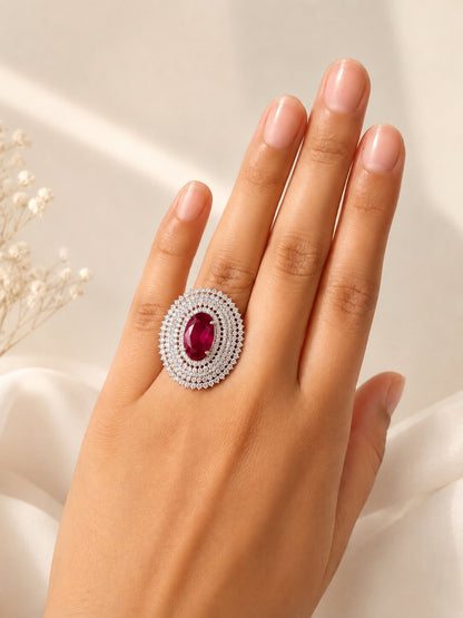 Crimson Royale Cocktail Ring